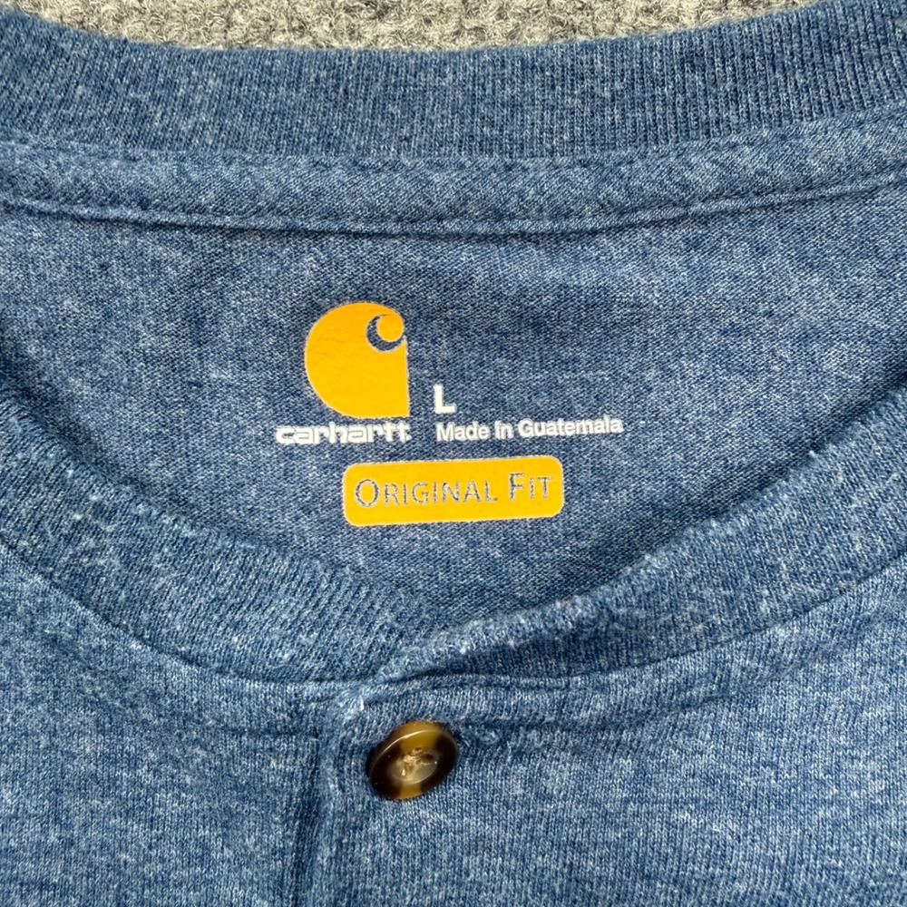 Carhartt Mens K84 Original Fit Henley Pocket T-Shirt Blue Heather Large L - Picture 5 of 8